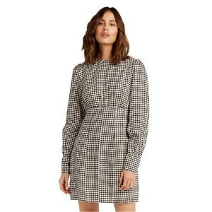 DISSH Gaia Houndstooth Sleeved Dress Linen